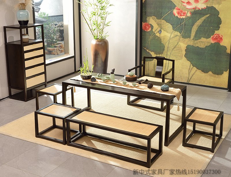 新中式茶桌椅组合JYG-CQS-19