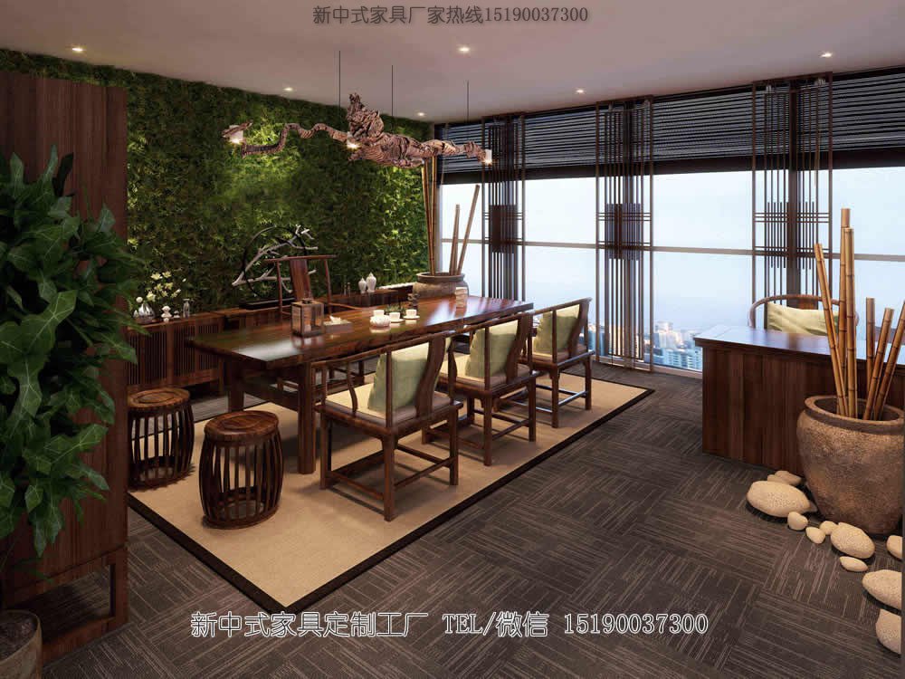 新中式茶楼茶桌椅组合9