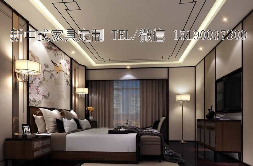 新中式客栈宾馆家具床7