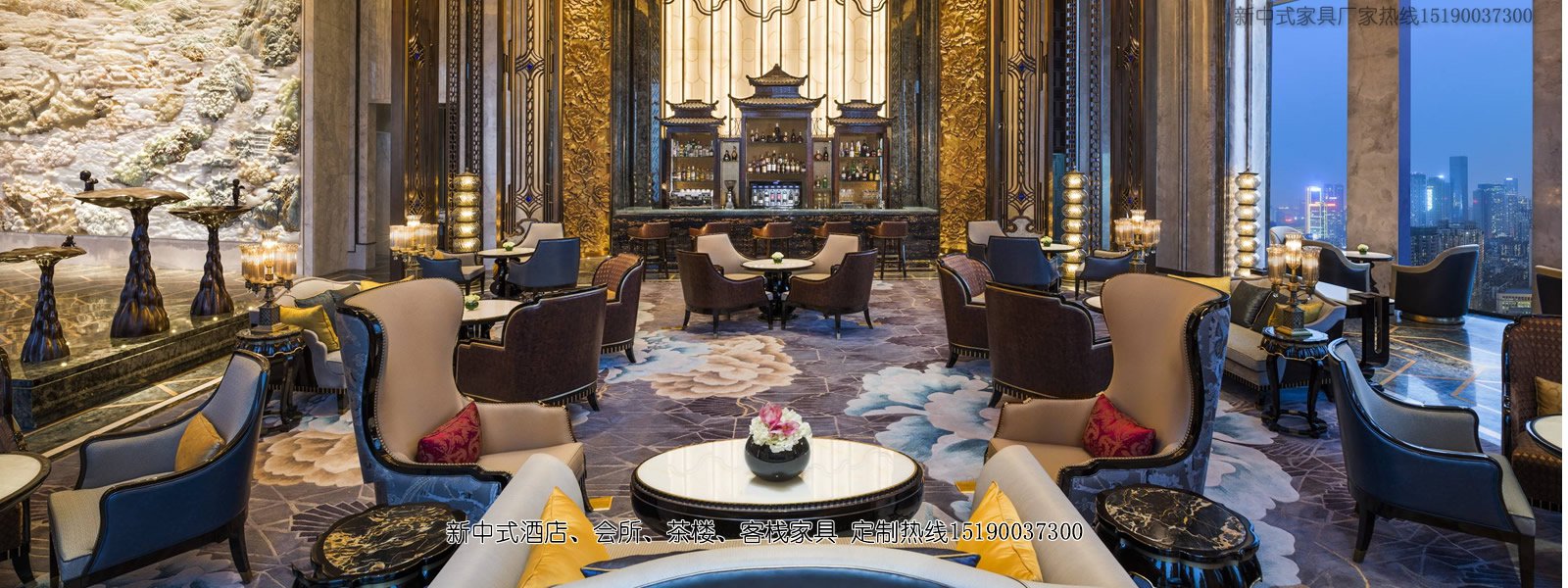 新中式酒店家具餐桌餐椅组合3